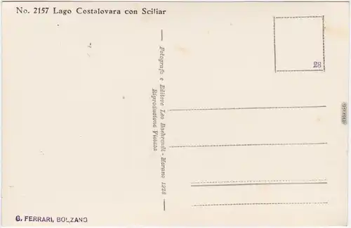 Ritten Lago Costalovara con Sciliar Südtirol  Salten-Schlern Bozen  1928