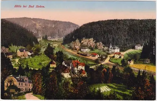 Ansichtskarte Bad Steben Hölle - Blick auf die Stadt - Straßenblicke 1923