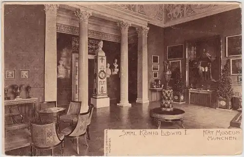 Ansichtskarte München Nationalmuseum, Saal König Ludwig I. 1909