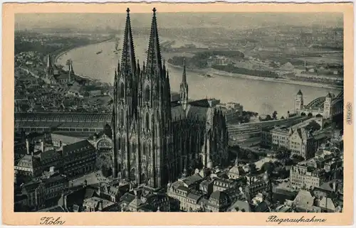 Ansichtskarte Köln Coellen | Cöln Luftbild: Bahnhof und Dom 1928