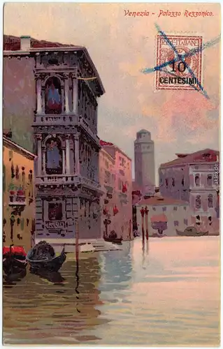 Venedig Venezia Palazzo Rezzonico (Briefmarke 10 Centimes Überdruck) 1932