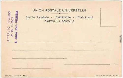 Venedig Venezia Palazzo Rezzonico (Briefmarke 10 Centimes Überdruck) 1932