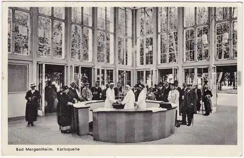 Ansichtskarte Bad Mergentheim Karlsquelle - belebt 1934