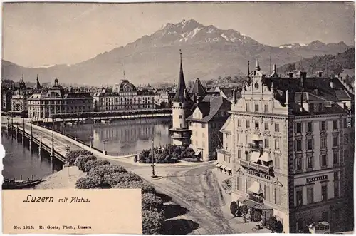 Luzern Lucerna Straße, Hotel Cyche und Totale Ansichtskarte 1913