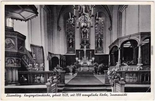 Ansichtskarte Luembourg Luxemburg Kongregationskirche, Innenansicht 1930