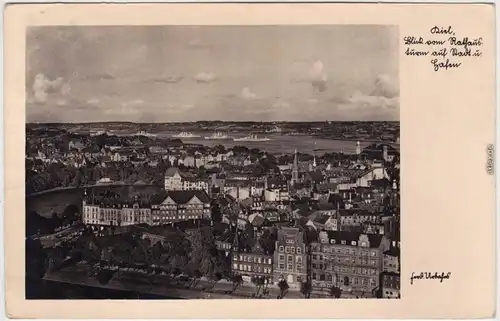 Kiel Panorama zum Hafen mit Flotte Marine Foto Ansichtskarte 1940