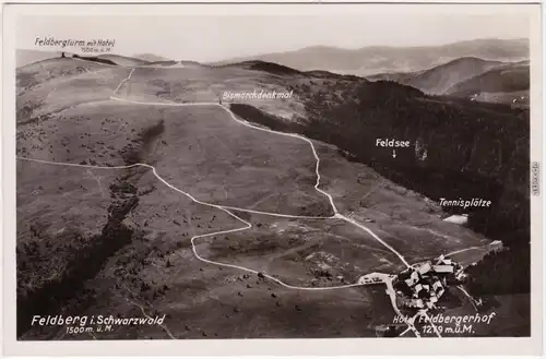 Feldberg Feldberg - Hotel und Wanderwege - Luftbild Foto Ansichtskarte 1932