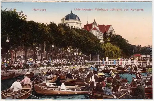 Ansichtskarte Uhlenhorst Hamburg Fährhaus während des Konzertes 1916