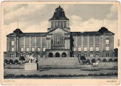 Ansichtskarte Stettin Szczecin Partie am Museum - Hakenterrasse 1932