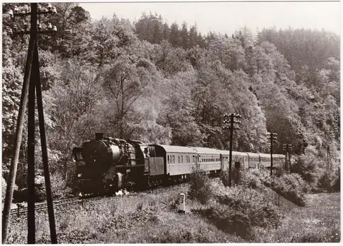 Foto Ansichtskarte Pirk Weischlitz (Vogtland) Dampflokomotive  Baureihe 50 1982