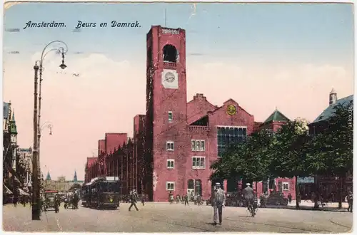 Vintage Postcard Amsterdam Amsterdam Beurs en Damrak 1929