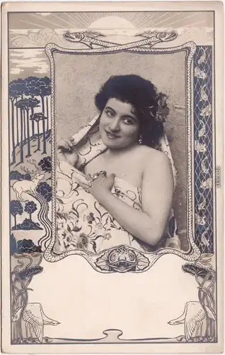 Fotokunst Erotika   Frauenportät Erotik - Jugendstil-Ornamentik 1906