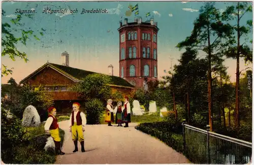 Stockholm Hoganloft och Bredablick Vintage Postcard 1923