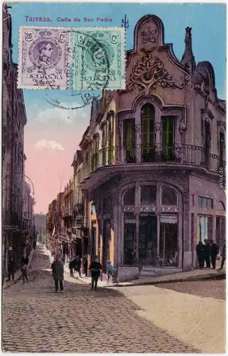 Terrassa Tarrasa Calle de San Pedro Vintage Postcard b Barcelona  1914