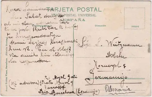 Terrassa Tarrasa Calle de San Pedro Vintage Postcard b Barcelona  1914