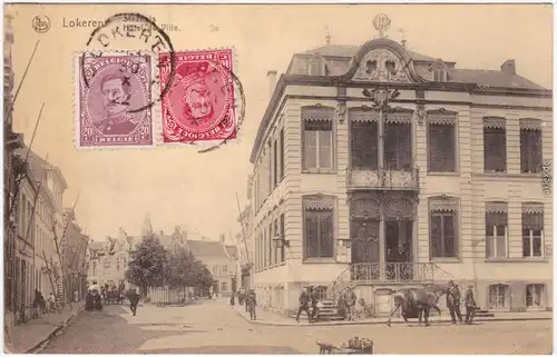 Lokeren Straßenpartie am Rathaus CPA Ansichtskarte Vintage Postcard 1922