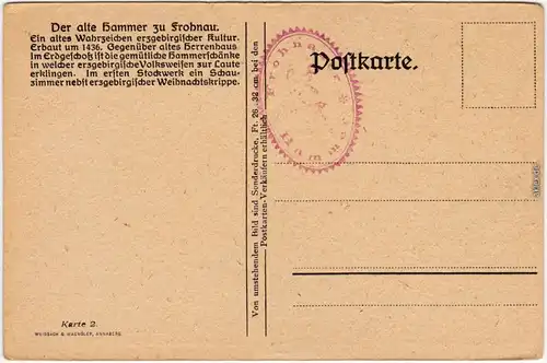 Frohnau Küntlerkarte Inneres -  Frohnauer Hammer b Annaberg Buchholz 2 1930