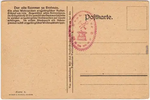 Frohnau Küntlerkarte Inneres -  Frohnauer Hammer b Annaberg Buchholz 1930