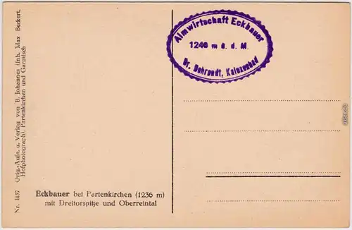 Garmisch-Partenkirchen Almwirtschaft Eckbauer mit Dreitorspitze 1932 