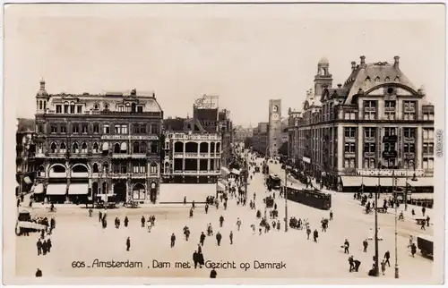 Amsterdam Dam met Gezicht op Damrak Foto Vintage Postcard 1931