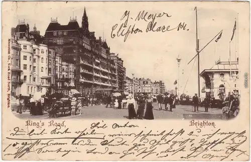 Vintage Postcard Ansichtskarte Brighton Partie in der Kings Road 1901