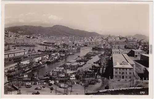 Foto Ansichtskarte Genua Genova (Zena) Blick auf den Hafen und Stadt 1930