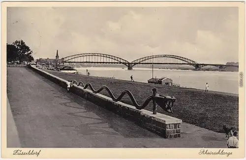 Ansichtskarte Düsseldorf Rheinpromenade - Rheinschlange 1934