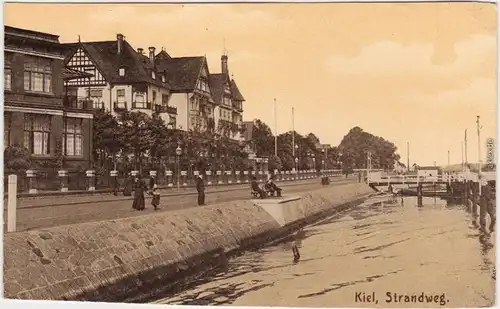 Kiel Partie am Strandweg Ansichtskarte  1915