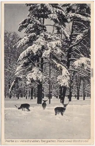 Kirchrode Ansichtskarte Hannover Partie im verschneiten Tiergarten 1930