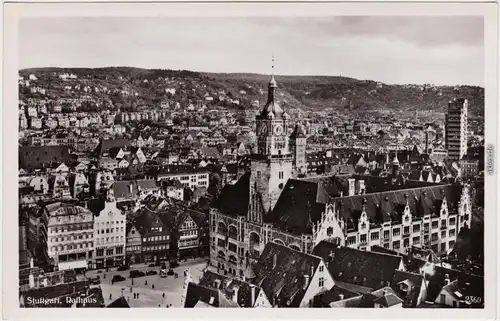 Stuttgart Rathaus und Markt Ansichtskarte 1932