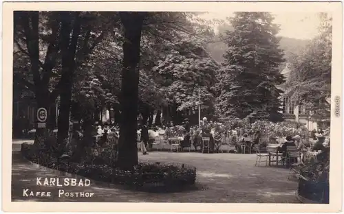 Fotokarte Karlsbad Karlovy Vary Partie am Kaffee Posthof 1929