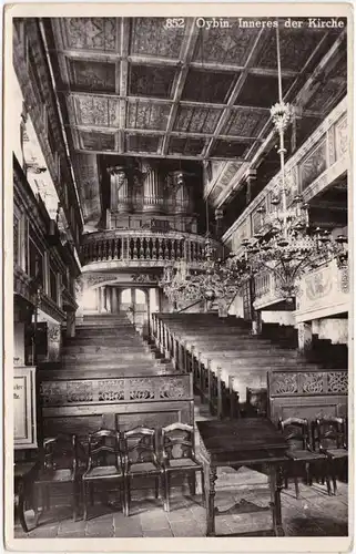 Oybin Inneres der Kirche, Orgel Ansichtskarte Zittau Oberlausitz 1941