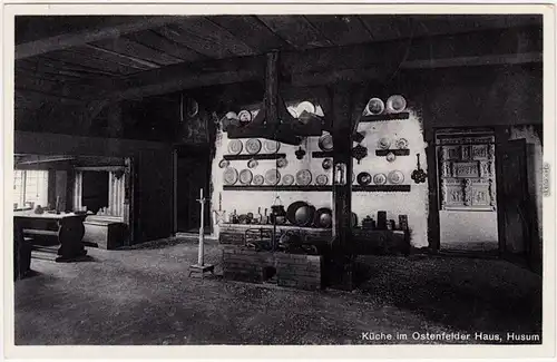 Ansichtskarte  Husum Küche im Osterfelder Haus Nordfriesland  1934