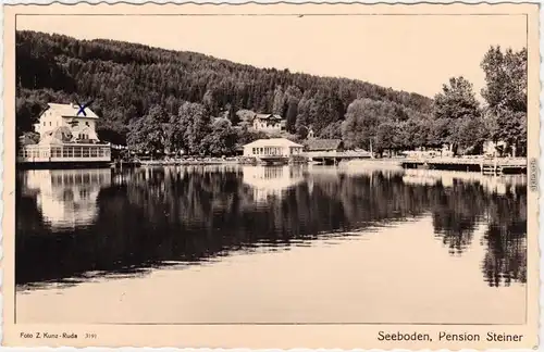 Seeboden Blick auf die Pension Steiner Foto Ansichtskarte Kärnten 1940