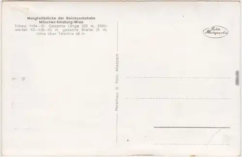 Weyarn Mangfallbrücke - Autobahn München Salzburg 1932 