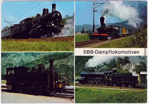4 Bild Dampflokomotiven SBB Ansichtskarte Schweiz Eisenbahn 1985