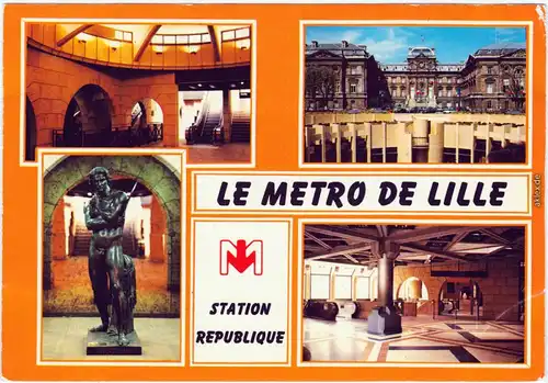 Lille Le Metro- Station Republique CPA Ansichtskarte 1980