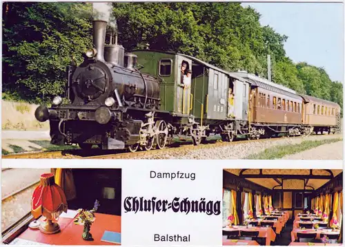 Dampfzug "Chluser-Schnägg" Balstahl Oensingen Ansichtskarte 1980