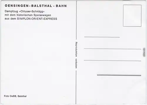 Dampfzug "Chluser-Schnägg" Balstahl Oensingen Ansichtskarte 1980