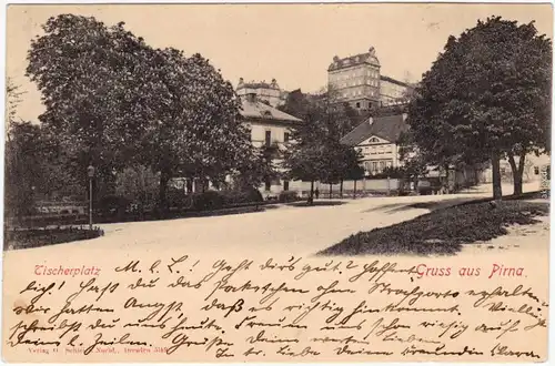 Pirna Partie am Tischerplatz Ansichtskarte 1903