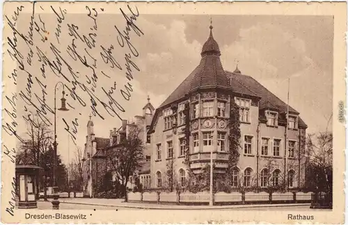 Ansichtskarte Blasewitz Dresden Straßenpartie am Rathaus 1930