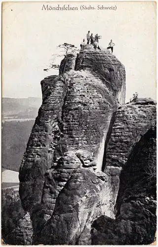 Rathen Bergsteiger auf dem Mönchsfelsen b Bad Schandau 1930