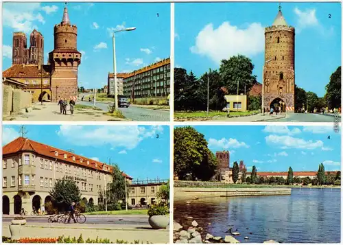 Prenzlau Ansichten: Mitteltorturm, Blindower Tor, Hotel, Am Uckersee 1981