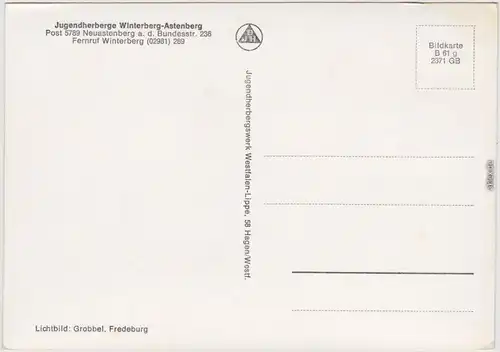 Winterberg Jugendherberge Winterberg Astenberg Mikrobild  Ansichtskarte 1963