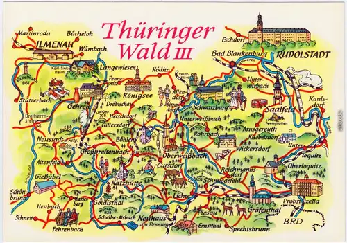 Landkarten AK vom Thüringer-Wald BILD UND HEIMAT 1982