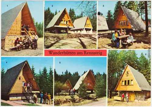 Ansichtskarte Neustadt am Rennsteig Wanderhütten, belebt1984