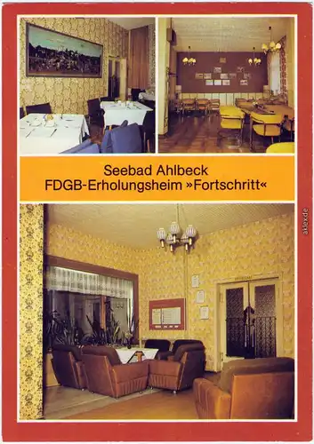 Ahlbeck (Usedom) FDGB-Erholungsheim "Fortschritt", Gaststätte, Speisesaal 1985