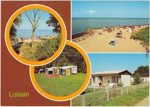 Loissin Greifswald Blick zum Strand, Zeltplatz, Bungalowsiedlung 1982