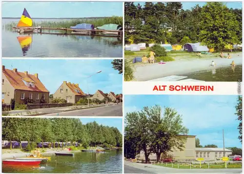 Alt Schwerin See, Dorfstraße, Bootsanlegestelle, Campingplatz, Kulturhaus 19