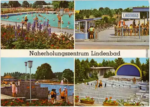 Ansichtskarte Pasewalk Naherholungszentrum Lindenbad, belebt 1979